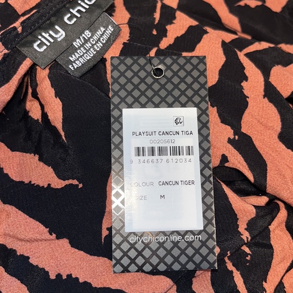 City Chic Cancun Tiger Stripe NWT Playsuit Romper size 18 - Picture 6 of 8
